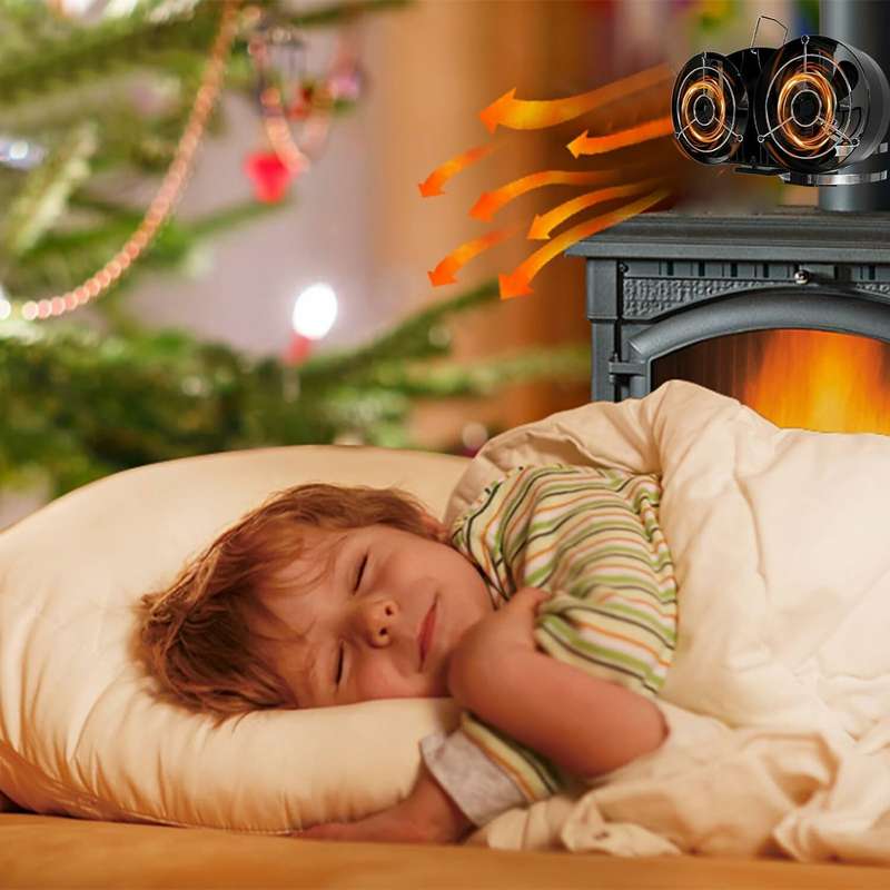 10 Blades Heat Powered Stove Fan With Cover Wall-mounted Fireplace Heat Powered Eco-Friendly Fan Por