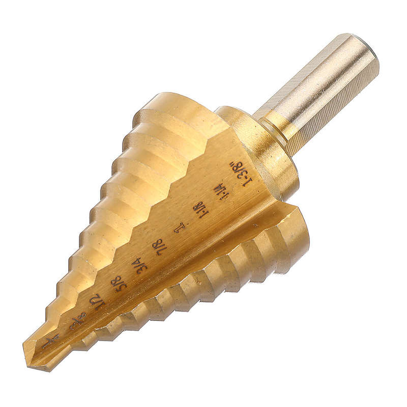 Drillpro 6PCS Premium Titanium-Coated HSS 4241 Step Drill Bit Set by Pro-Drills Variety Pack (1/8" t
