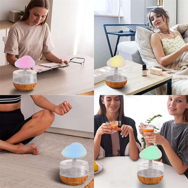 Rain Cloud Humidifier Light Water Drip Aromatherapy Diffuser Humidifier, Raining Cloud Night Light w