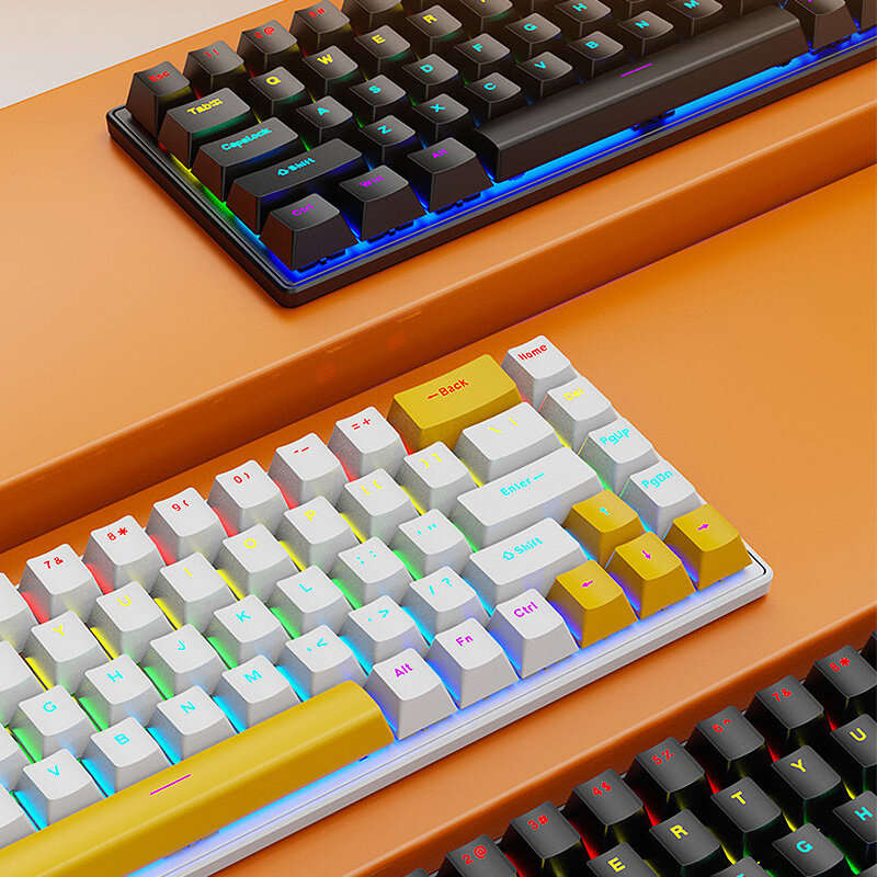 Skylion K68 Wired Mechanical Gaming Keyboard 68 Keys Blue Switch RGB Backlit NKRO Type-C Ergonomics