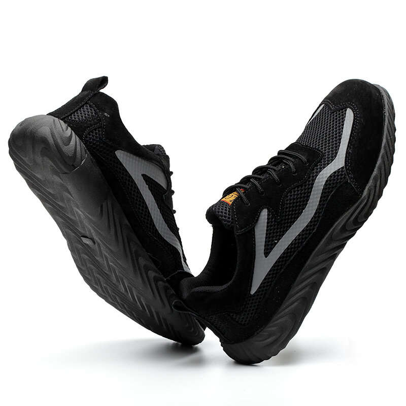 AtreGo Mens Steel Toe Safety Shoes Breathable Work Boots Outdoor Hikng Sneakers