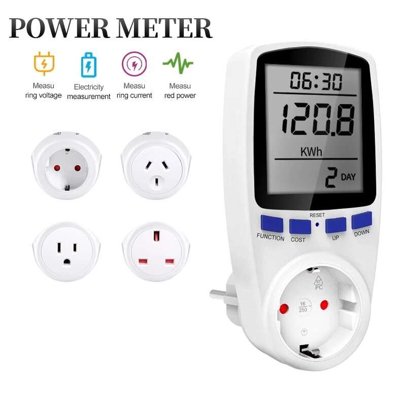 Digital Wattmeter AC 220V Power Meter Electricy Consumption Energy Meter EU Plug Power Kilowatt Watt