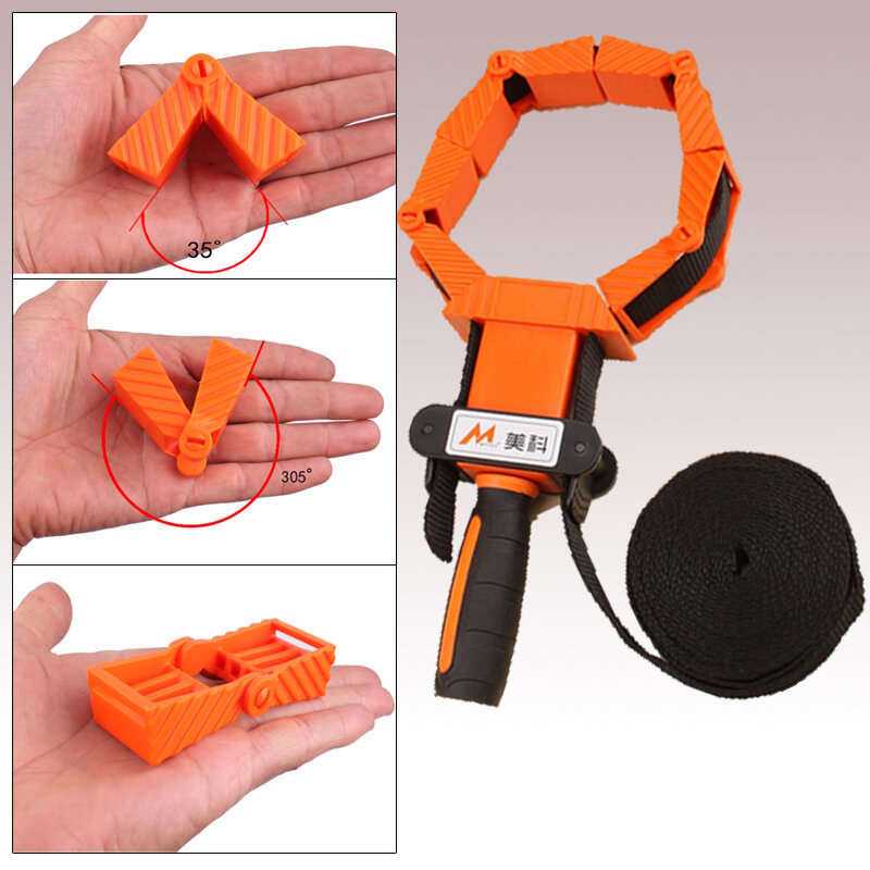 Adjustable Band Clamp Polygon Angle Clamp for Woodworking and Framing, 15-Foot Strap, Self-locking R