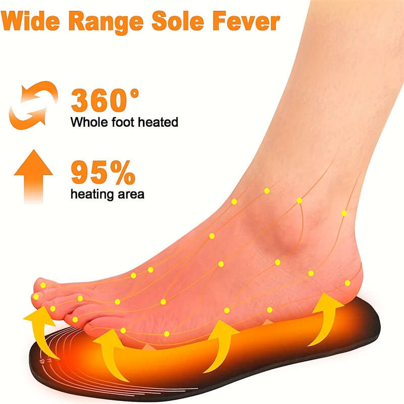TENGOO 1Pair Electric Heated Insoles Croppable Thermal Comfortable USB Rechargeable Insoles for Wint
