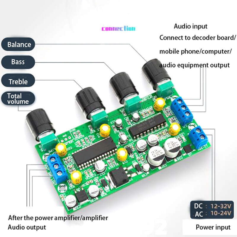 BBE2150+UPC1892T Amplifier Audio Preamplifier Tone Board Balance Treble Bass Preamp with Volume Cont