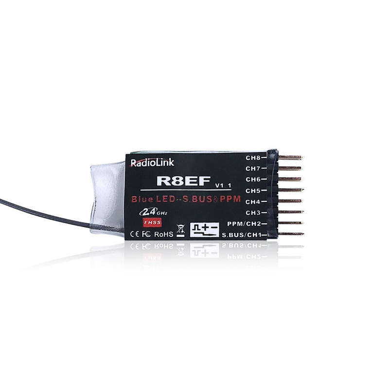 RadioLink R8EF 2.4GHz 8CH Long Distance PWM PPM SBUS RC Receiver for T8FB T8S RC Transmitter RC Airp