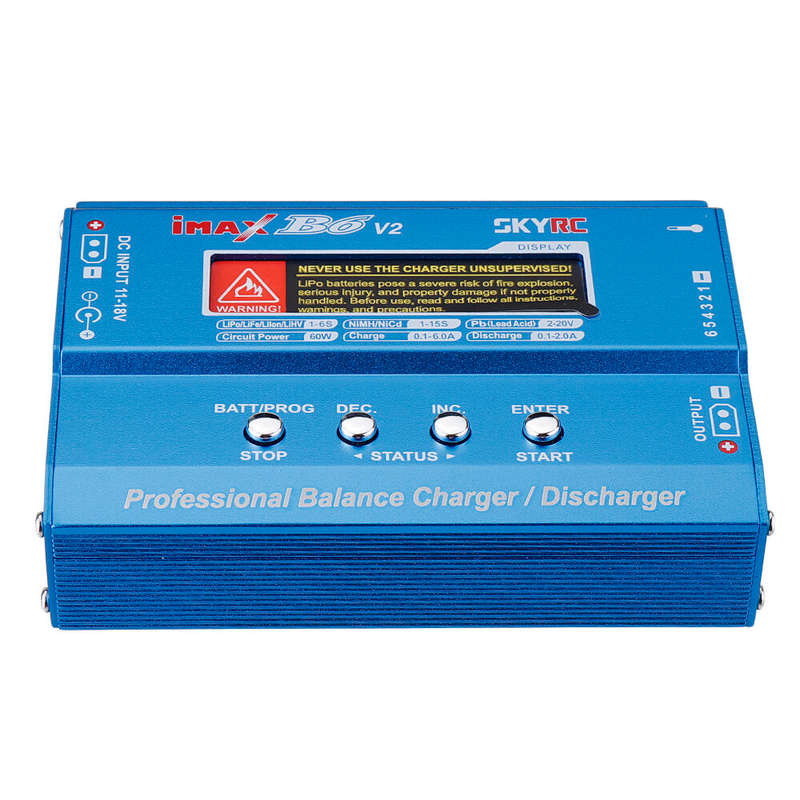 SKYRC iMAX B6 V2 60W 6A DC 2.5mm/XT60 Dual Input Battery Balance Charger Discharger with XT60 Output