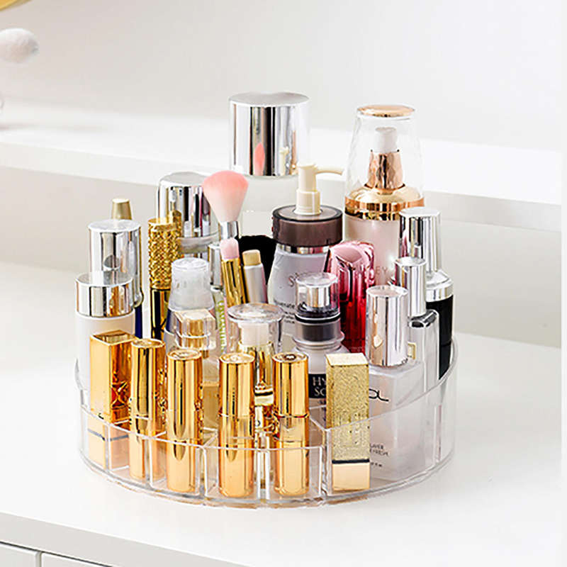 360 Degrees Rotating Cosmetic Storage Box Desktop Home Skin Care Organizer Storage Rack Dressing Tab