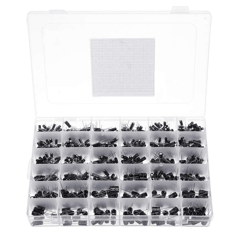 Aemedy 1000pcs 36 Values 0.1uF 50V-1000uF 16V Capacitors 4.7UF 10UF 22UF 33UF 47UF Electrolytic Capa