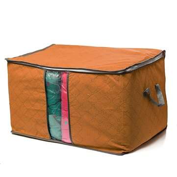 High Capacity Clothes Quilts Storage Bags Folding Organizer Bags Bamboo Portabl... (COLOR.: ORANGEL)