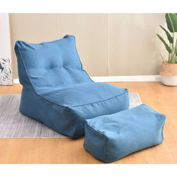 Large Bean Bag Combination Sofas Covers Chair Indoor Lazy Lounger Waterproof Gamin... (COLOR.: BLUE)