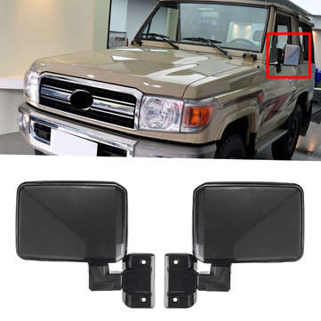 Black Car Door Mirror Heads Rear For Toyota Landcruiser 70 75 78 Series 1985-2013