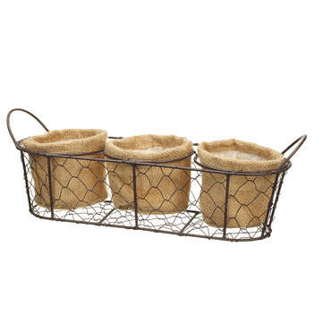 Vintage Wire Baskets Three Baskets Rattan Hanging Flower Pot Food Baking Supplies Storage Basket