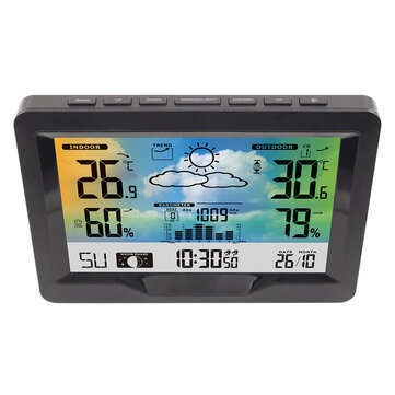FanJu Indoor Outdoor Wireless Weather Station Thermometer Hygrometer Forecast Air Pressure Time Disp