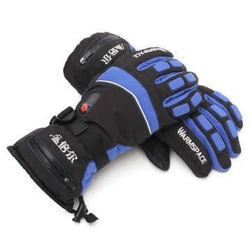 Electric Heated Gloves Rechargeable Winter Warm Motorcycle Gloves Outdoo... (SIZE: XL | COLOR: BLUE)