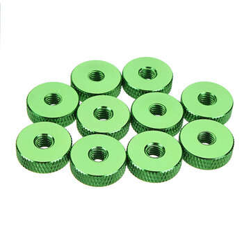 Suleve M5AN1 10Pcs M5 Manual Knurled Thumb Screw Nut Spacer Flat Washer Aluminum ... (COLOR.: GREEN)