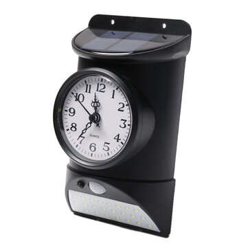 28LED Solar Outdoor Wall Lamp Body Light Control IP44 White Light Clock/Hygrometer/... (TYPE: CLOCK)