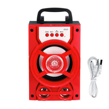 Portable bluetooth Subwoofer Speaker TF Card U Disk Music Player FM Radio Microphone... (COLOR: RED)