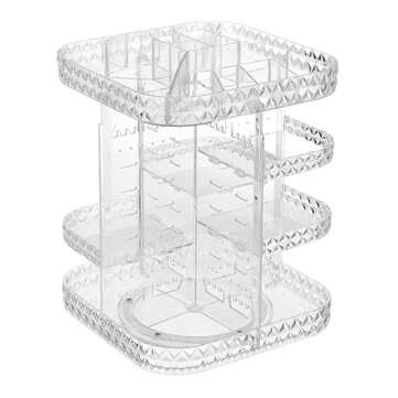 360 Degree Rotation Transparent Acrylic Cosmetics Drawer Storage Box Makeup Organizer