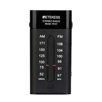 RETEKESS TR107 Portable Mini Pocket Radio FM AM Pointer Tuning Stereo Support BBS Mega Bass With Ear