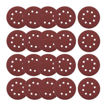 20pcs 5 Inch 8 Hole Sandpaper 60/80/100/120/240 Grit Sanding Disc Polishing Tool (GRIT: 80)