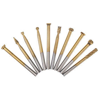 Drillpro 20Pcs Titanium Coated Rotary File Cutters HSS Mini Burr Wood Working Milling Carving Rasp D