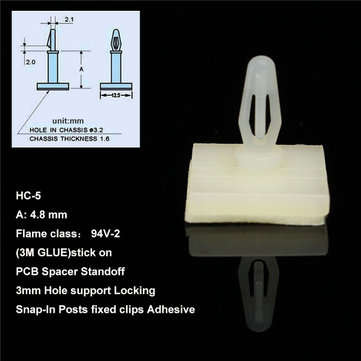 100Pcs Nylon Plastic Adhesive Spacer Standoff Locking Snap-In Posts Fixed Clips