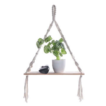 Bohemia Macrame Woven Wood Mount Shelf Tapestry Tassel Wall Hanging Storage Rack Home Office Decorat