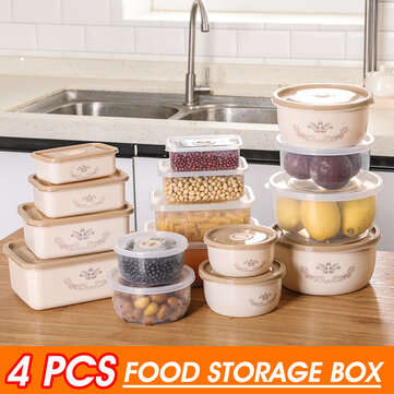 Bakeey 4 PCS Storage Box Miscellaneous Grain Storage Plastic Sealed B... (TYPE: CIRCULARTRANSPARENT)