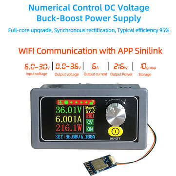 XYS3606W DC DC Buck Boost Converter CC CV 0-36V 6A 216W Synchronous Rectification Efficiency 95% Pow