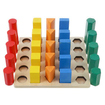 Kids Wooden Geometric Toys Shape Color Cognition Hand Eye Coordination Training Early Educational Pu