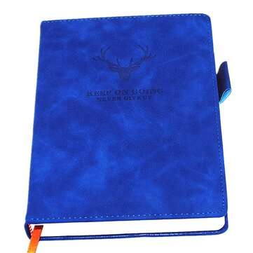 A5 Notebook 360 Pages 80G Beige Paper PU Cover Notebook With Bookmark Business Offi... (COLOR: BLUE)