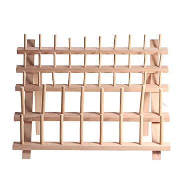 46 Spools Folding Wooden Embroidery Sewing Thread Stand Cone Holder Storage Rack