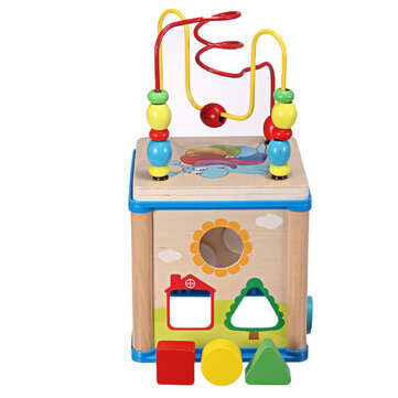 Wooden Multi-functional Wisdom Aroind Treasure Box with Beads Parent-child Educational Learning Toy