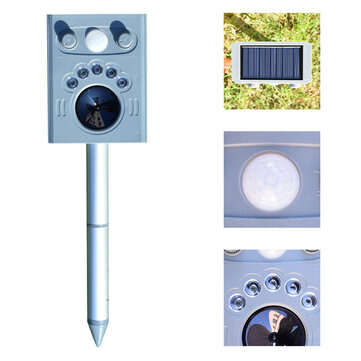 HC-22 Ultrasonic Solar Animal Repeller IP65 Waterproof Mole Snake Mouse Repellent Outdoor Pest Roden