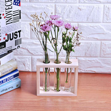 Table & Hanging Glass Water Tube Vase Plant Pot Wood Stand Flower Terrarium Hydroponic... (SIZE: #2)