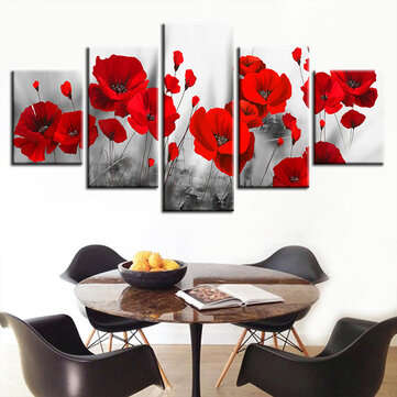 5Pcs Red Rose Horses Canvas Paintings Wall Decorative Print Art Pictures Frameless Wall Hanging Deco