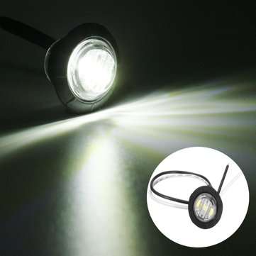 4pcs 12V/24V White Mini Round LED Button Side Marker Lights Lamps Truck Trailer