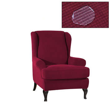 Waterproof Elastic Armchair Wingback Wing Chair Slipcover Protector Covers (COLOR.: WINERED)