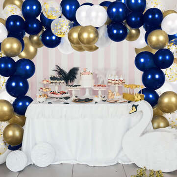 61Pcs Navy Theme Party Balloon Set Arch Latex Balloon with Gold Confetti Set for Kids Baby Shower Bi