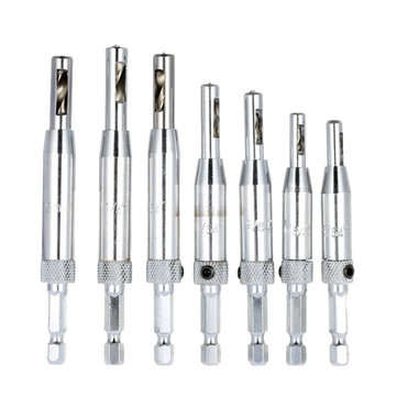 7pcs HSS Hex Shank Self Centering Door Lock Hinge Drill Bit Pilot Hole Tool Set