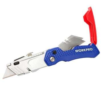 WORKPRO W011017N Folding Utility Kni-fe Safety Box Cutter with 13pcs Blades Included Multi Tools