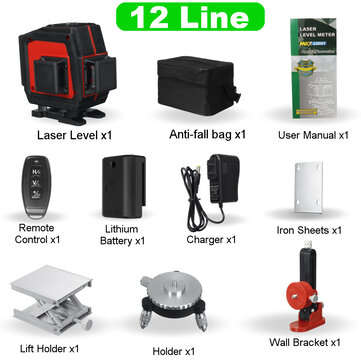 8/12/16 Line 360 3D Line Laser Level Green Light Self Leveling Cr... (PLUG: EUPLUG | TYPE: 12LINE)