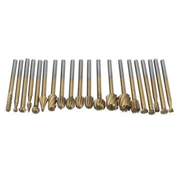 Drillpro 20Pcs Titanium Coated Rotary File Cutters HSS Mini Burr Wood Working Milling Carving Rasp D