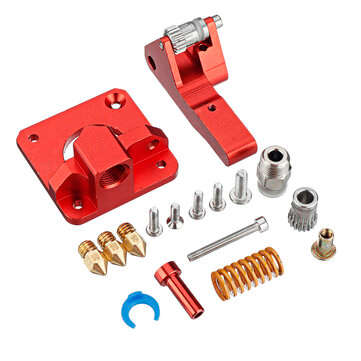 Dual Gear Pulley Dual Drive Extruder Kit + 3Pcs MK8 1.75/0.4MM Brass Nozzle Accessories Kit for 3D P