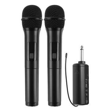 Gitafish K380K UHF Wireless Dual HandHeld Microphone System/LCD Display + Rechargeable Receiver