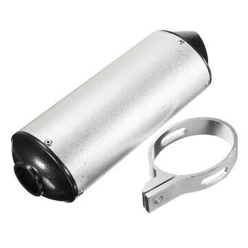 28mm Muffler Exhaust Pipe+Clamp For Dirt Pit Pro Quad Bike ATV 50/110/125/150cc (COLOR.: SILVER)