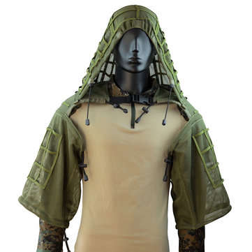 TTGTACTICAL GH20 Breathable Mesh Airsoft Sniper Ghillie Suit Foundation Outdo... (COLOR.: ARMYGREEN)