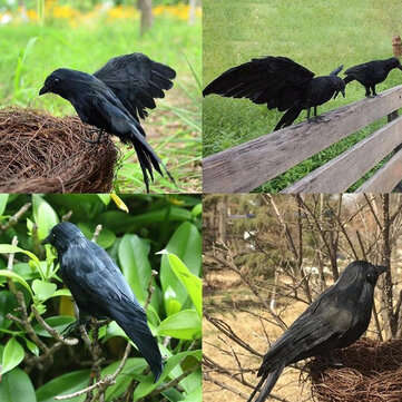 1pcs Halloween Black Crows Birds Decor Artificial Realistic Woodland Hlloween Decorations for Garden
