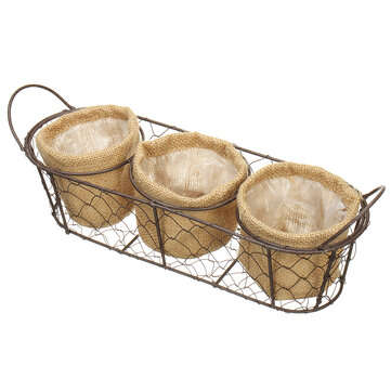 Vintage Wire Baskets Three Baskets Rattan Hanging Flower Pot Food Baking Supplies Storage Basket